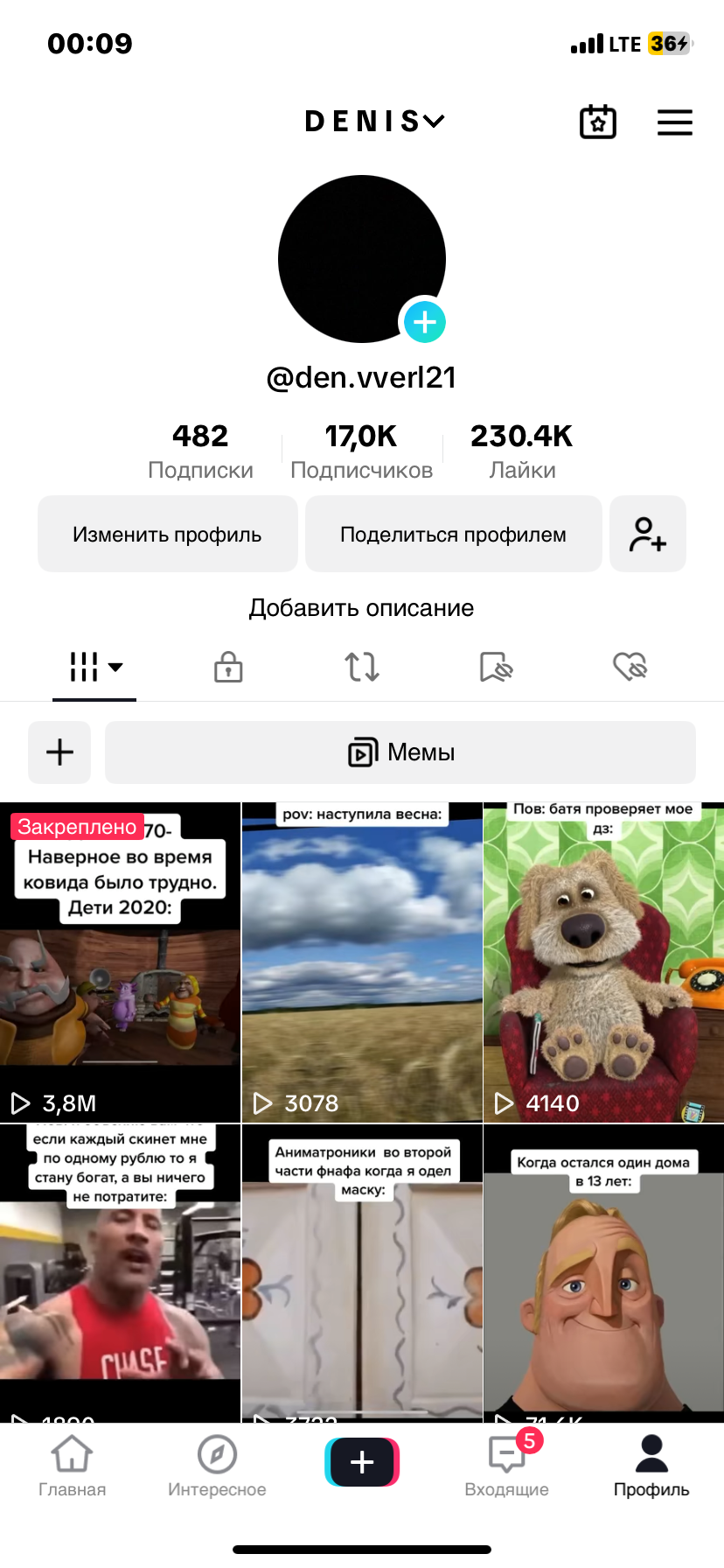 TikTok account 17,000 subscribers 230,000 likes