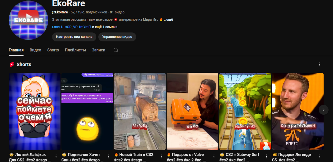 YT:50К подписчиков | 23МЛН просмотров | Тема - ИГРЫ