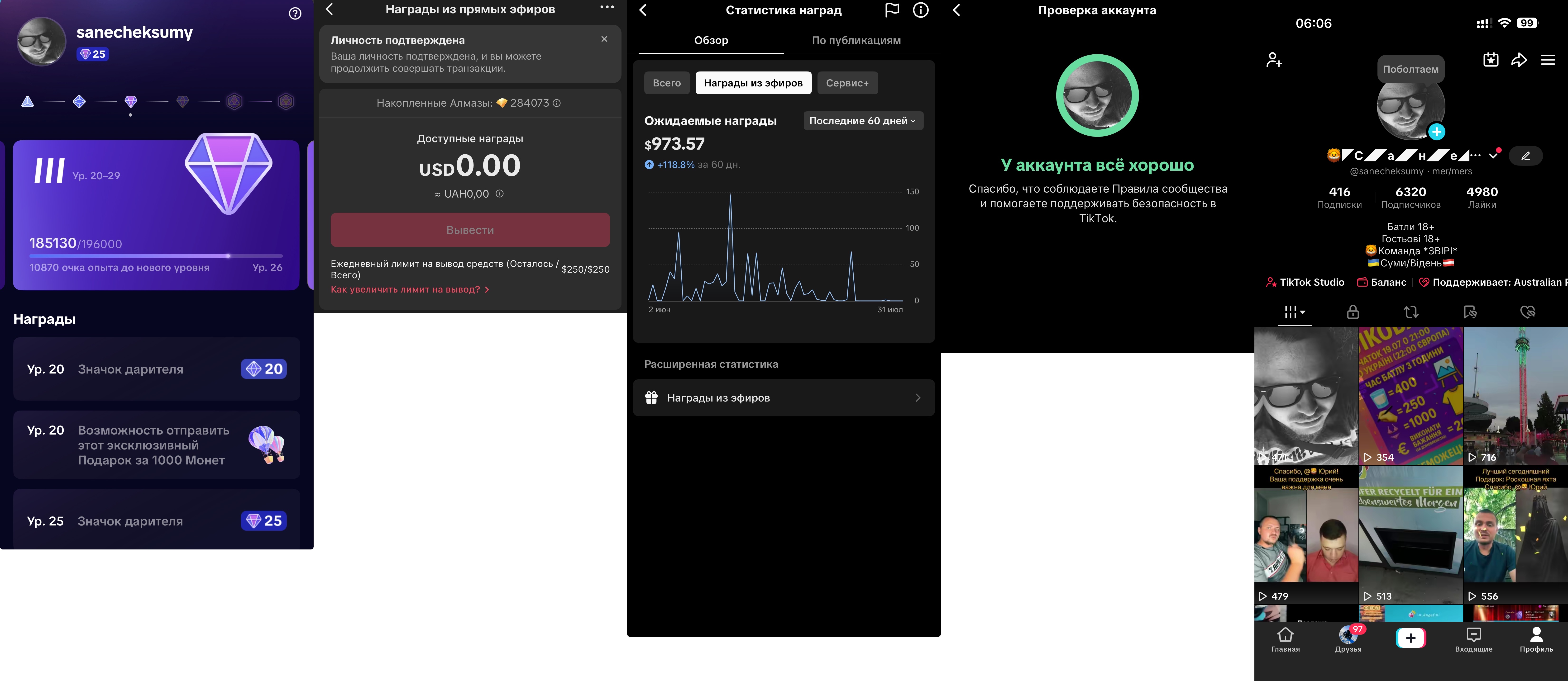 Аккаунт тик ток почти 26 уровень дарителя