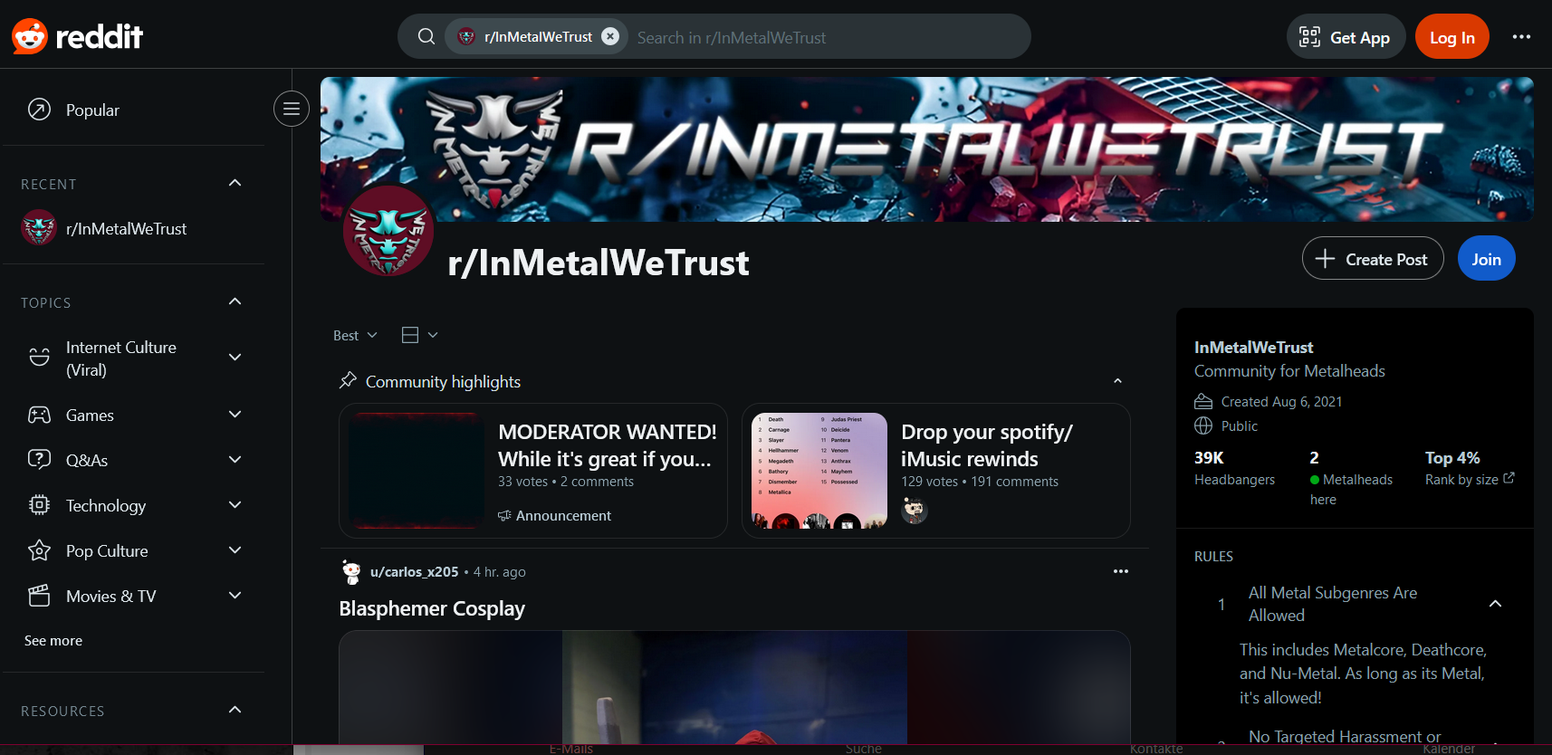Famous Subreddit + Admin Account + Forum
