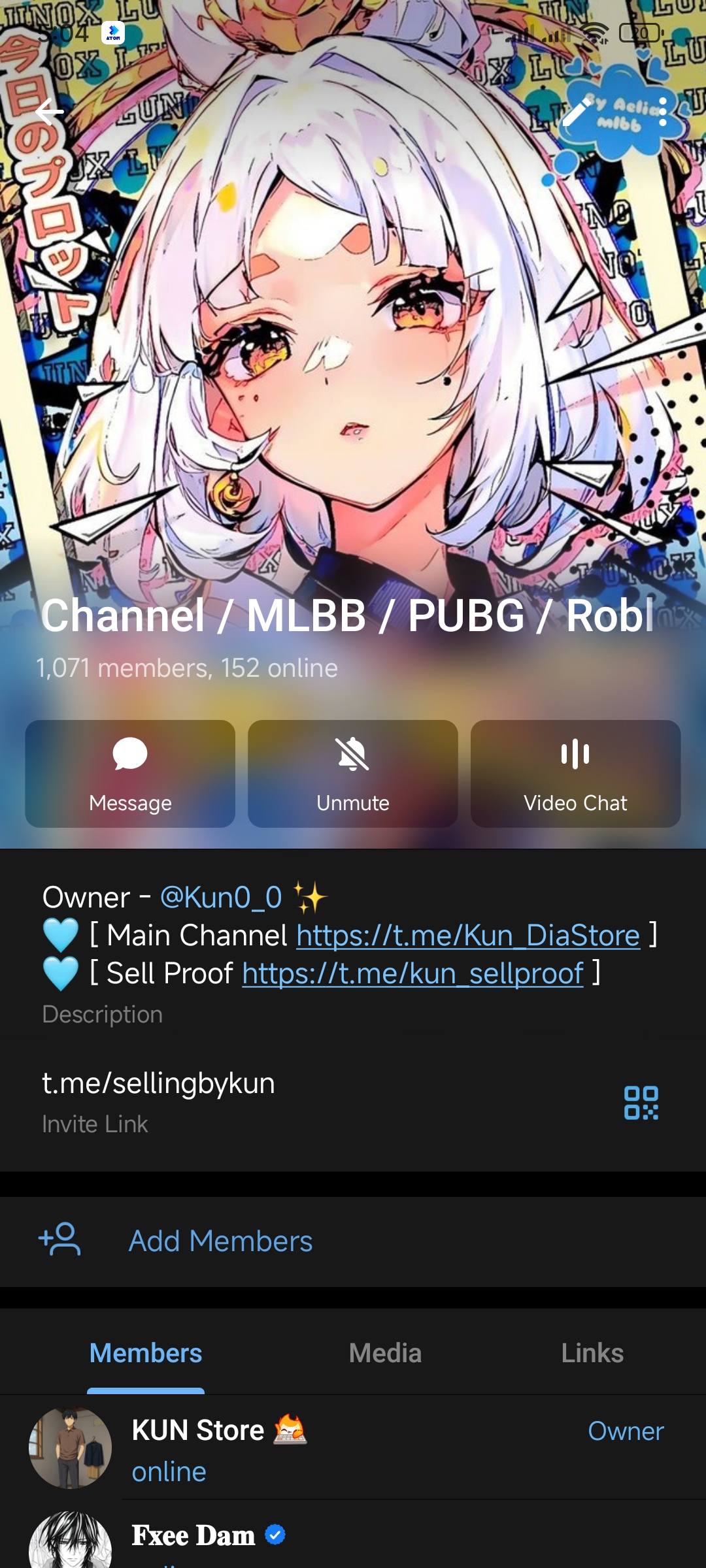 Telegram Channel / MLBB / PUBG / Roblox ရောင်းဝယ်ရေး