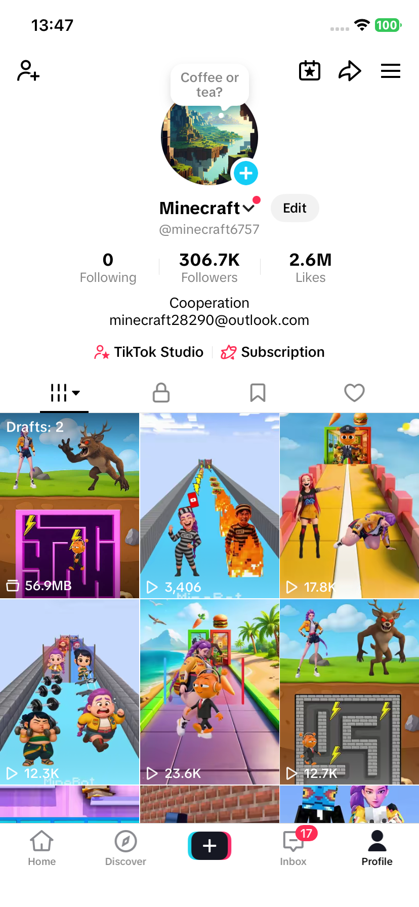 Tiktok аккаунт minecraft6757