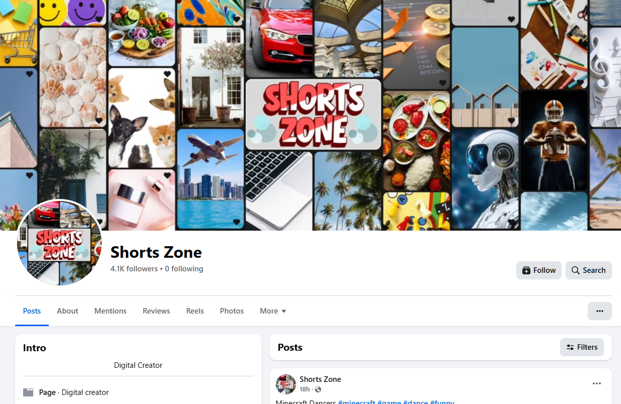 Ready Facebook Page Shorts Zone