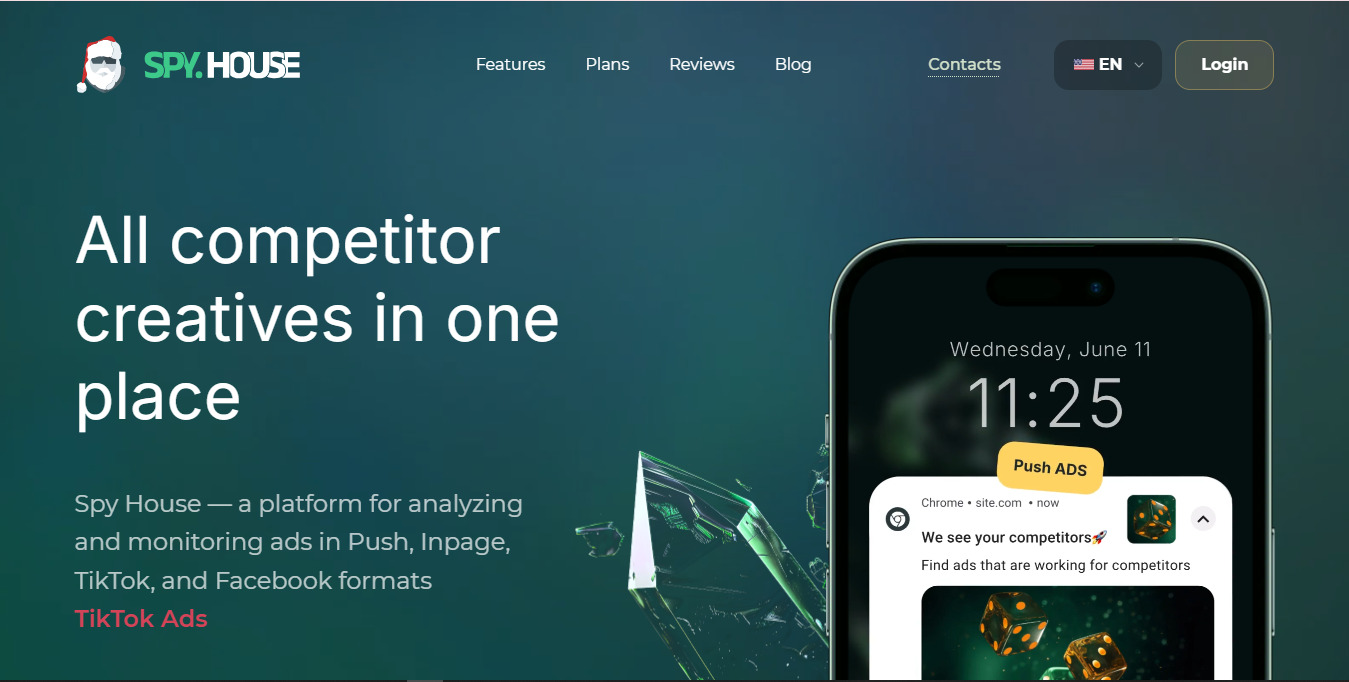 Spy.House — a spy service for advertising analysis and monitoring