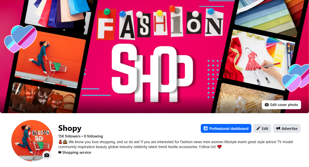 Facebook page fashion shop