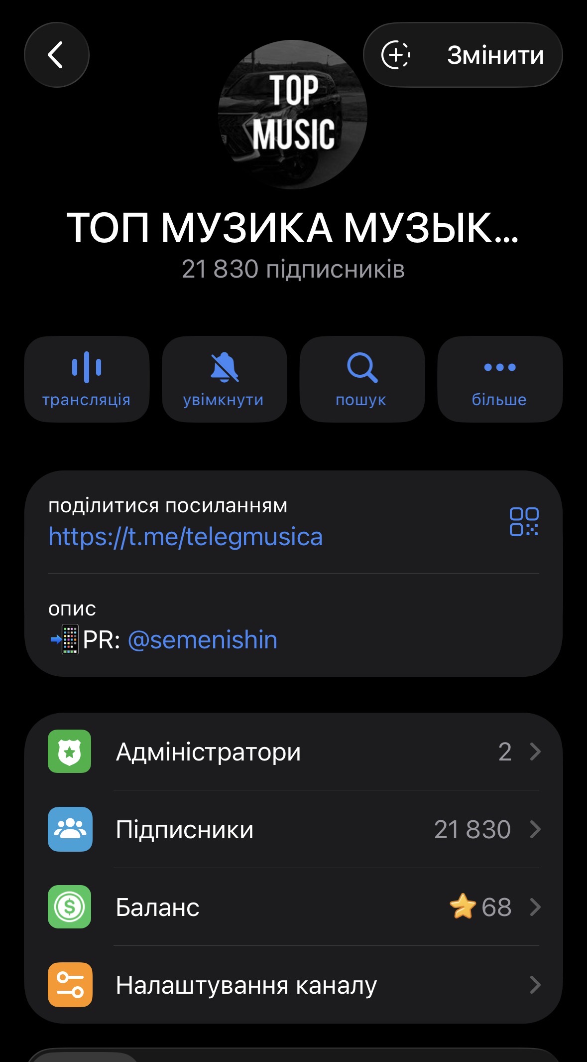 Телеграм канал з музикою