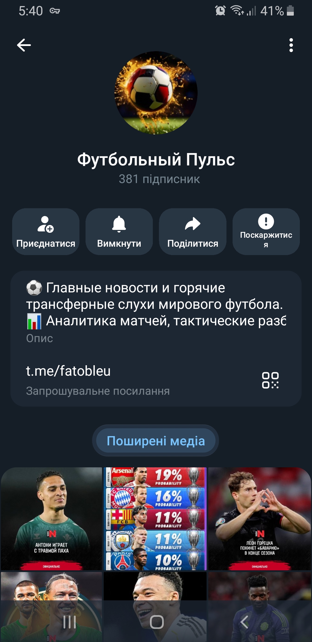 Футбол•Регулярні публікації•Підходить для розвитку