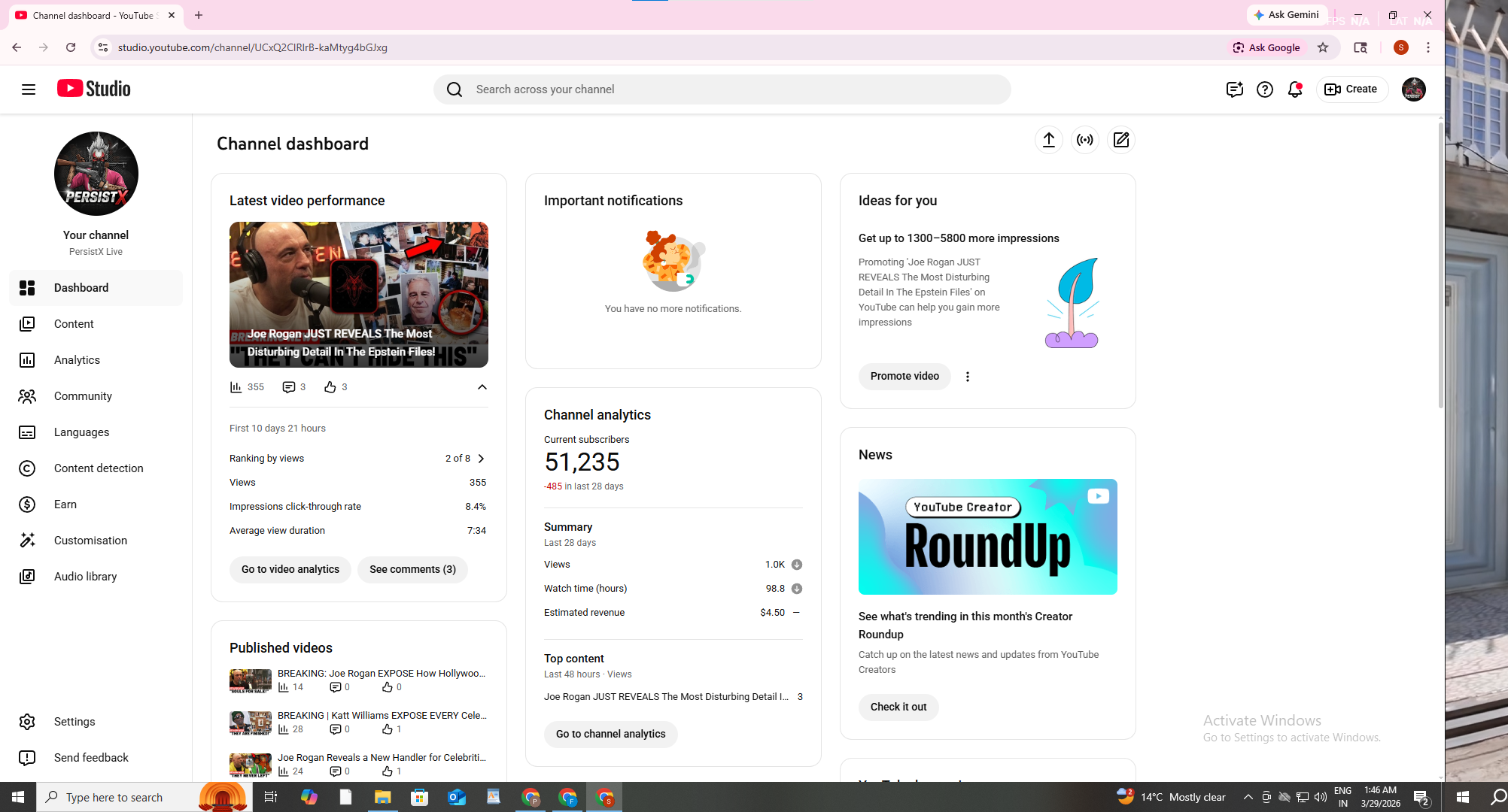 PersistX Live - Gaming Monetized Channel