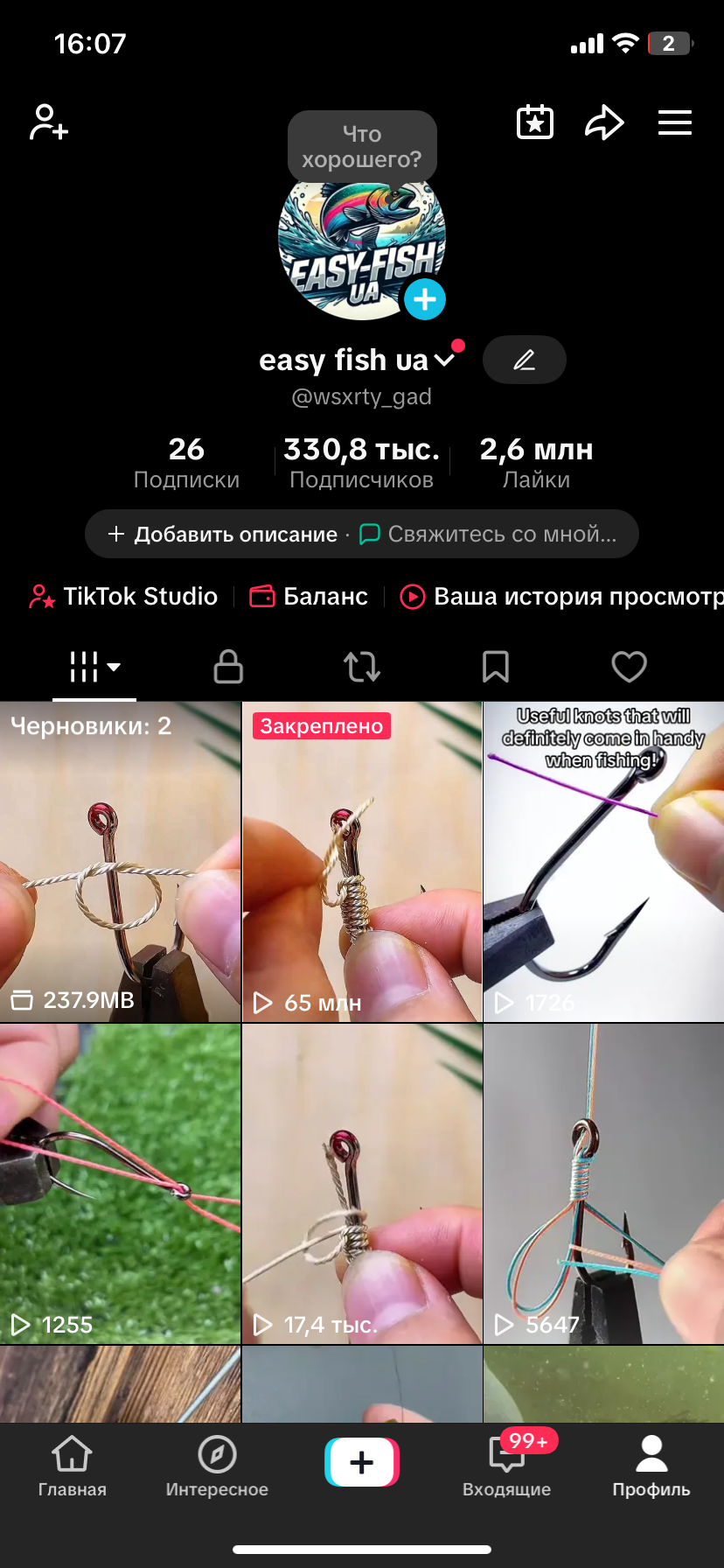 Аккаунт, TikTok 336.500 ПОДПИСЧИКОВ 2,6М лайков