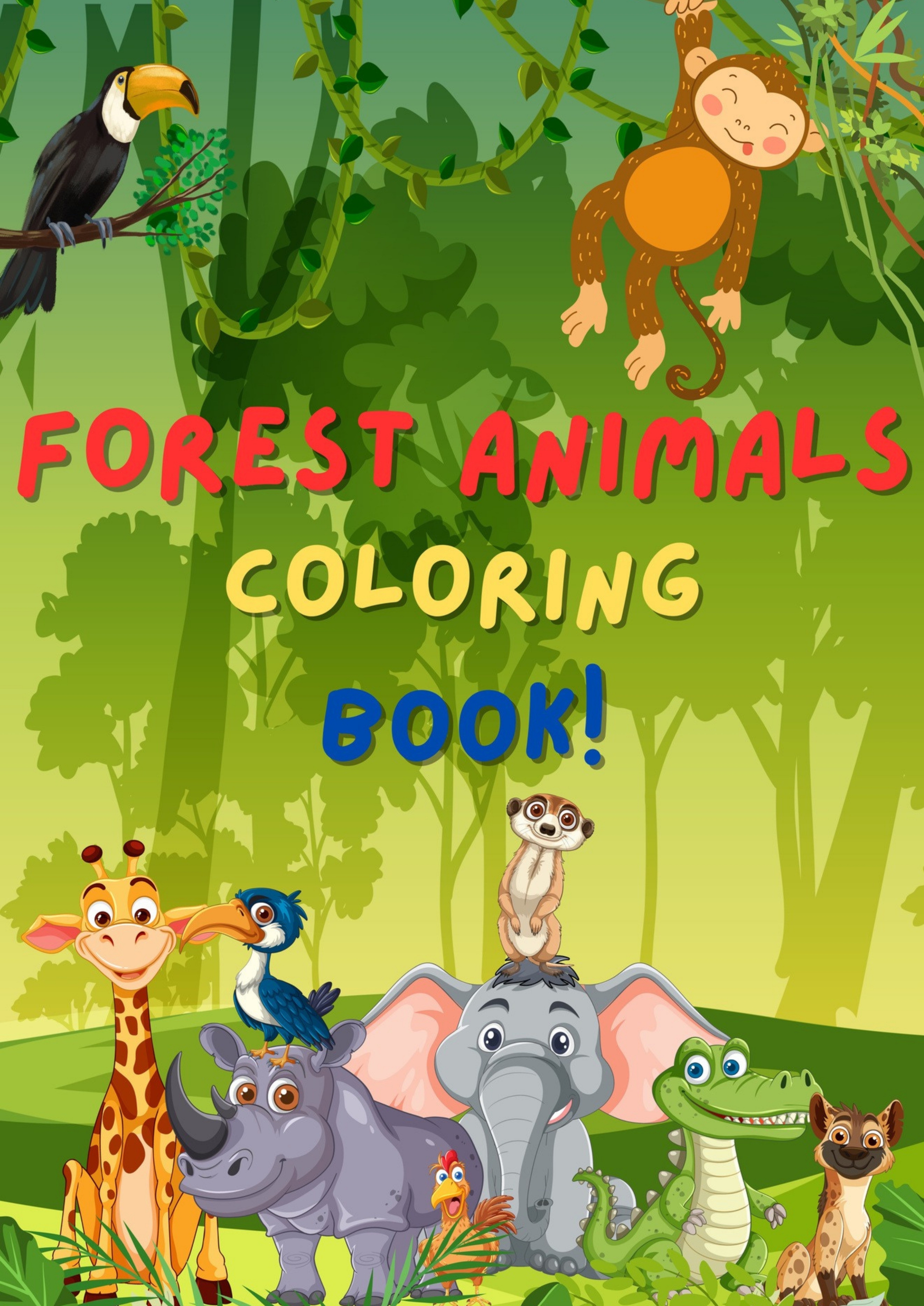 Ebook - 22 easy-to-color design jungle animals coloring book