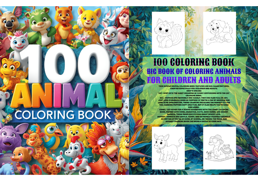 Animal Coloring Big and Easy Book: 100 designs for children 