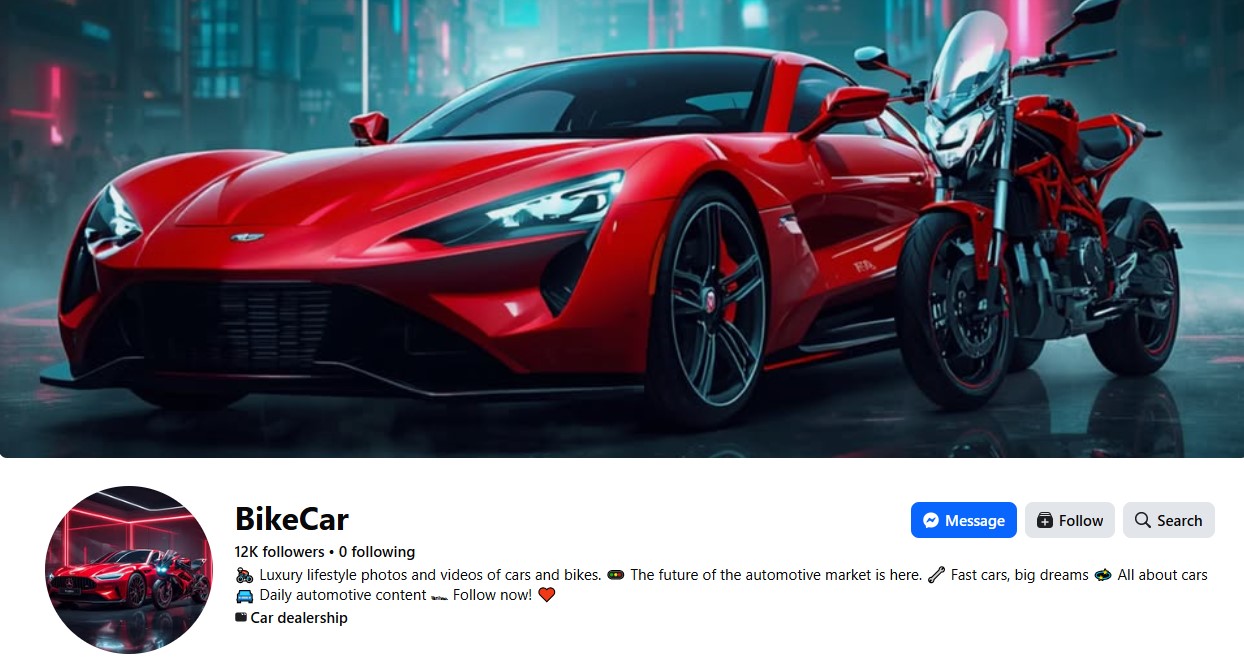 Facebook Page Bike Car