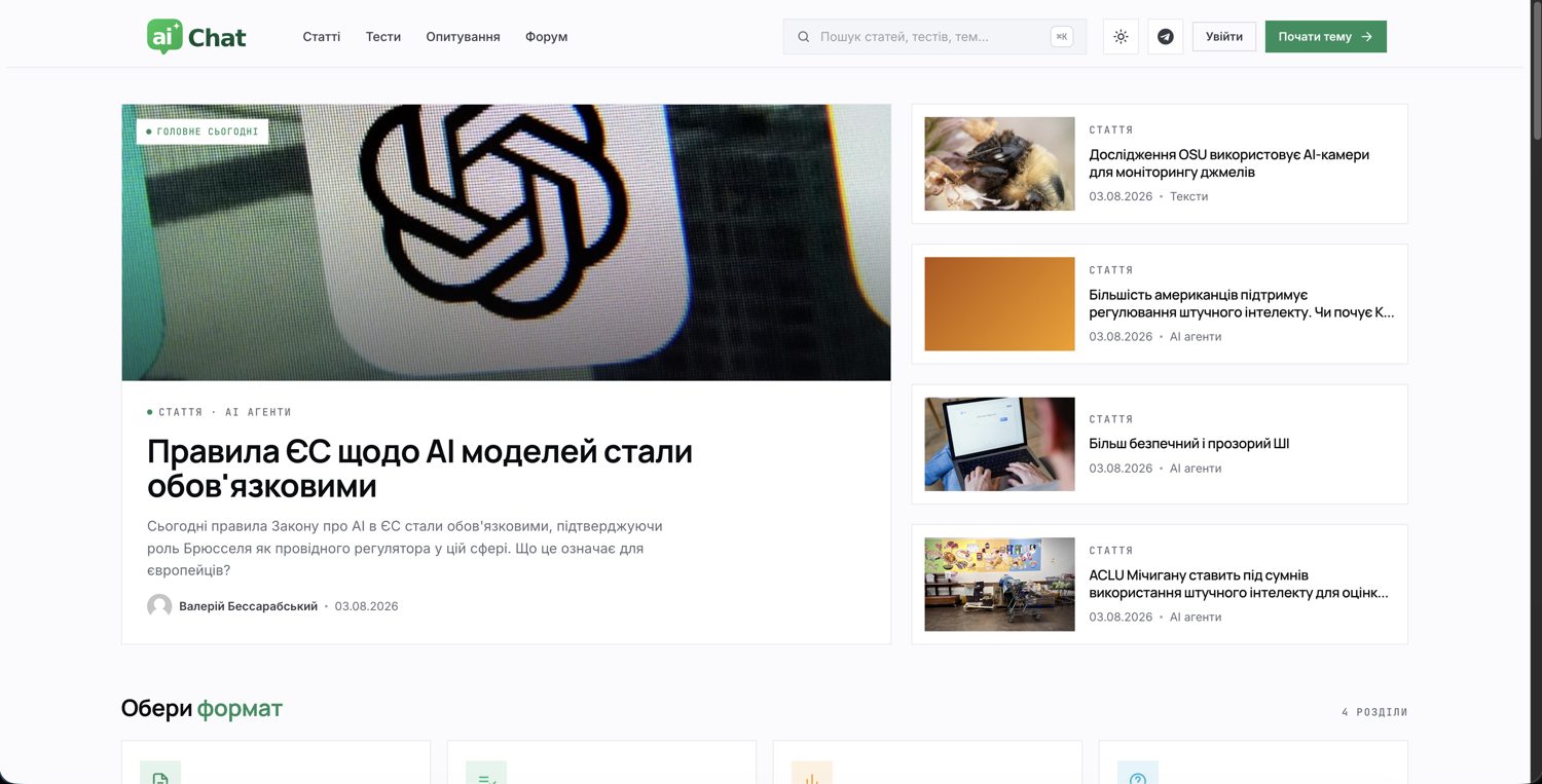 aichat.com.ua — AI-медіа з автономним конвеєром новин