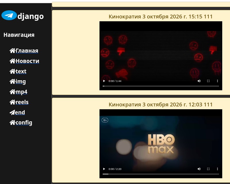 Теллеграм парсер с Отображением на Django