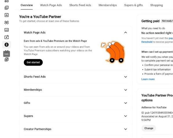 YouTube monetize channel